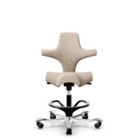 HÅG Capisco 8106 - Select (Gabriel) - Wol / Polyamide - SC61188 - Light beige - Framekleur - Zwart - Gasveer - 265 mm (Zithoogte 53-79cm) - Vloercontact - Harde wielen t.b.v. zachte vloeren - Voetenring - Ja, in framekleur - Voetster - Ja, voetster in ...