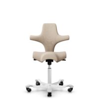 HÅG Capisco 8106 - Select (Gabriel) - Wol / Polyamide - SC61188 - Light beige - Framekleur - Wit - Gasveer - 150 mm (Zithoogte 40-55cm) - Vloercontact - Zachte wielen t.b.v. harde vloeren - Voetenring - Nee, geen voetenring - Voetster - Nee, voetster i...