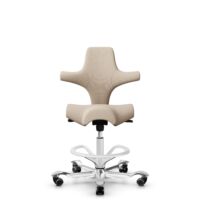 HÅG Capisco 8106 - Select (Gabriel) - Laine / Polyamide - SC61188 - Light beige - Blanc - 200 mm (hauteur d’assise 46–64 cm) - Roues dures pour sols souples