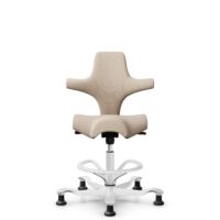 HÅG Capisco 8106 - Select (Gabriel) - Wol / Polyamide - SC61188 - Light beige - Framekleur - Wit - Gasveer - 200 mm (Zithoogte 46-64cm) - Vloercontact - Glijdoppen - Voetenring - Ja, in framekleur - Voetster - Nee, voetster in framekleur