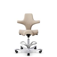 HÅG Capisco 8106 - Select (Gabriel) - Wol / Polyamide - SC61188 - Light beige - Framekleur - Zilver - Gasveer - 265 mm (Zithoogte 53-79cm) - Vloercontact - Zachte wielen t.b.v. harde vloeren - Voetenring - Ja, in framekleur - Voetster - Nee, voetster i...
