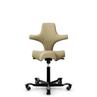 HÅG Capisco 8106 - Select (Gabriel) - Wol / Polyamide - SC62097 - Light ochre - Framekleur - Zwart - Gasveer - 265 mm (Zithoogte 53-79cm) - Vloercontact - Harde wielen t.b.v. zachte vloeren - Voetenring - Nee, geen voetenring - Voetster - Nee, voetster...