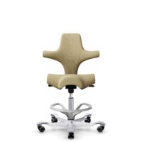 HÅG Capisco 8106 - Select (Gabriel) - Wol / Polyamide - SC62097 - Light ochre - Framekleur - Zilver - Gasveer - 200 mm (Zithoogte 46-64cm) - Vloercontact - Zachte wielen t.b.v. harde vloeren - Voetenring - Ja, in framekleur - Voetster - Nee, voetster i...