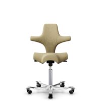 HÅG Capisco 8106 - Select (Gabriel) - Laine / Polyamide - SC62097 - Light ochre - Argent - 265 mm (hauteur d’assise 53–79 cm) - Roues dures pour sols souples