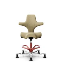 HÅG Capisco 8106 - Select (Gabriel) - Wol / Polyamide - SC62097 - Light ochre - Framekleur - Blush Rose - Gasveer - 265 mm (Zithoogte 53-79cm) - Vloercontact - Glijdoppen - Voetenring - Ja, in framekleur - Voetster - Ja, voetster in gepolijst aluminium