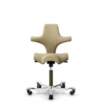 HÅG Capisco 8106 - Select (Gabriel) - Wol / Polyamide - SC62097 - Light ochre - Framekleur - Moss Grey - Gasveer - 200 mm (Zithoogte 46-64cm) - Vloercontact - Harde wielen t.b.v. zachte vloeren - Voetenring - Nee, geen voetenring - Voetster - Ja, voets...