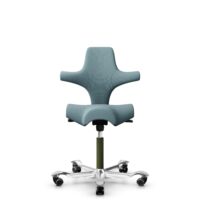 HÅG Capisco 8106 - Select (Gabriel) - Laine / Polyamide - SC67098 - Glacier blue - Moss Grey - 265 mm (hauteur d’assise 53–79 cm) - Roues dures pour sols souples