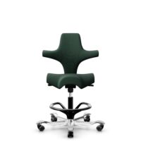 HÅG Capisco 8106 - Select (Gabriel) - Wol / Polyamide - SC68209 - Dark green - Zwart - 200 mm (Zithoogte 46-64mm) - Harde wielen t.b.v. zachte vloeren
