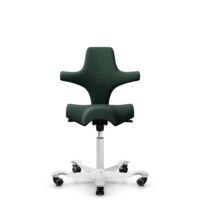HÅG Capisco 8106 - Select (Gabriel) - Wool / Polyamide - SC68209 - Dark green - White - 265 mm (seat height 53-79cm) - Soft castors for hard floors