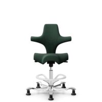 HÅG Capisco 8106 - Select (Gabriel) - Wol / Polyamide - SC68209 - Dark green - Framekleur - Wit - Gasveer - 265 mm (Zithoogte 53-79cm) - Vloercontact - Glijdoppen - Voetenring - Ja, in framekleur - Voetster - Ja, voetster in gepolijst aluminium