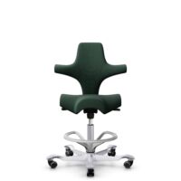 HÅG Capisco 8106 - Select (Gabriel) - Wełna / Poliamid - SC68209 - Dark green - Silver - 200 mm (seat height 46-64cm) - Hard castors for soft floors