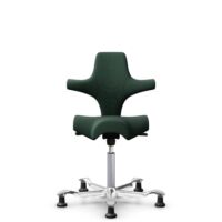 HÅG Capisco 8106 - Select (Gabriel) - Laine / Polyamide - SC68209 - Dark green - Argent - 265 mm (hauteur d’assise 53–79 cm) - Patins
