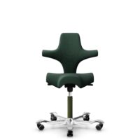 HÅG Capisco 8106 - Select (Gabriel) - Laine / Polyamide - SC68209 - Dark green - Moss Grey - 150 mm (hauteur d’assise 40–55 cm) - Roues dures pour sols souples