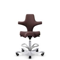 HÅG Capisco 8106 - Select (Gabriel) - Wol / Polyamide - SC61186 - Chestnut - Framekleur - Zilver - Gasveer - 265 mm (Zithoogte 53-79cm) - Vloercontact - Zachte wielen t.b.v. harde vloeren - Voetenring - Ja, in framekleur - Voetster - Nee, voetster in f...
