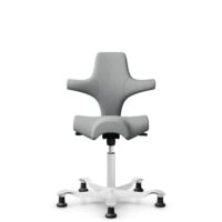 HÅG Capisco 8106 - Capture (Gabriel) - Laine / Polyamide - CPT4102 - Light grey - Blanc - 200 mm (hauteur d’assise 46–64 cm) - Patins