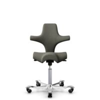 HÅG Capisco 8106 - Capture (Gabriel) - Laine / Polyamide - CPT4401 - Warm grey - Argent - 200 mm (hauteur d’assise 46–64 cm) - Roues souples pour sols durs