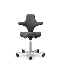 HÅG Capisco 8106 - Capture (Gabriel) - Wool / Polyamide - CPT4601 - Dark grey - Silver - 150mm (seat height 40–55cm) - Soft castors for hard floors