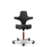 HÅG Capisco 8106 - Capture (Gabriel) - Laine / Polyamide - CPT5501 - Charcoal - Blush Rose - 200 mm (hauteur d’assise 46–64 cm) - Roues dures pour sols souples