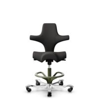 HÅG Capisco 8106 - Capture (Gabriel) - Laine / Polyamide - CPT5501 - Charcoal - Moss Grey - 200 mm (hauteur d’assise 46–64 cm) - Roues souples pour sols durs