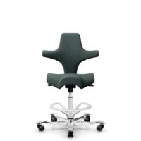 HÅG Capisco 8106 - Capture (Gabriel) - Laine / Polyamide - CPT6601 - Blue - Blanc - 200 mm (hauteur d’assise 46–64 cm) - Roues dures pour sols souples