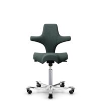 HÅG Capisco 8106 - Capture (Gabriel) - Laine / Polyamide - CPT6601 - Blue - Argent - 150 mm (hauteur d’assise 40–55 cm) - Roues souples pour sols durs