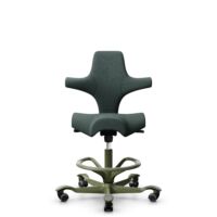 HÅG Capisco 8106 - Capture (Gabriel) - Laine / Polyamide - CPT6601 - Blue - Moss Grey - 200 mm (hauteur d’assise 46–64 cm) - Roues dures pour sols souples