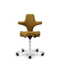HÅG Capisco 8106 - Capture (Gabriel) - Wool / Polyamide - CPT6401 - Ochre - White - 265 mm (seat height 53-79cm) - Hard castors for soft floors