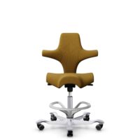 HÅG Capisco 8106 - Capture (Gabriel) - Wool / Polyamide - CPT6401 - Ochre - Silver - 200 mm (seat height 46-64cm) - Hard castors for soft floors