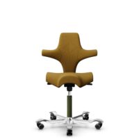 HÅG Capisco 8106 - Capture (Gabriel) - Wool / Polyamide - CPT6401 - Ochre - Moss Grey - 150mm (seat height 40–55cm) - Soft castors for hard floors