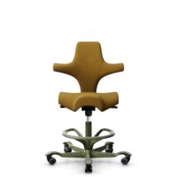 HÅG Capisco 8106 - Capture (Gabriel) - Laine / Polyamide - CPT6401 - Ochre - Moss Grey - 200 mm (hauteur d’assise 46–64 cm) - Roues dures pour sols souples