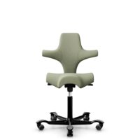 HÅG Capisco 8106 - Capture (Gabriel) - Wool / Polyamide - CPT5101 - Green-grey - Black - 200 mm (seat height 46-64cm) - Hard castors for soft floors