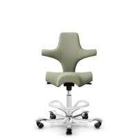 HÅG Capisco 8106 - Capture (Gabriel) - Wool / Polyamide - CPT5101 - Green-grey - White - 265 mm (seat height 53-79cm) - Soft castors for hard floors