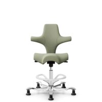 HÅG Capisco 8106 - Capture (Gabriel) - Laine / Polyamide - CPT5101 - Green-grey - Blanc - 265 mm (hauteur d’assise 53–79 cm) - Patins