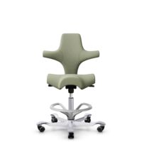 HÅG Capisco 8106 - Capture (Gabriel) - Laine / Polyamide - CPT5101 - Green-grey - Argent - 200 mm (hauteur d’assise 46–64 cm) - Roues souples pour sols durs