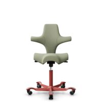 HÅG Capisco 8106 - Capture (Gabriel) - Laine / Polyamide - CPT5101 - Green-grey - Blush Rose - 200 mm (hauteur d’assise 46–64 cm) - Roues souples pour sols durs
