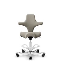HÅG Capisco 8106 - Capture (Gabriel) - Wool / Polyamide - CPT5103 - Light beige - White - 265 mm (seat height 53-79cm) - Soft castors for hard floors