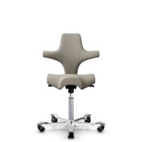 HÅG Capisco 8106 - Capture (Gabriel) - Laine / Polyamide - CPT5103 - Light beige - Argent - 150 mm (hauteur d’assise 40–55 cm) - Roues souples pour sols durs