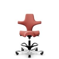 HÅG Capisco 8106 - Oceanic (Camira) - Recyceltes Polyester - OCI012 - Orange-red - Schwarz - 265 mm (Sitzhöhe 53-79cm) - Harte Rollen für weiche Böden