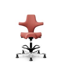 HÅG Capisco 8106 - Oceanic (Camira) - Poliéster reciclado - OCI012 - Orange-red - Black - 265 mm (seat height 53-79cm) - Glides