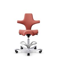 HÅG Capisco 8106 - Oceanic (Camira) - Recycled Polyester - OCI012 - Orange-red - Silver - 200 mm (seat height 46-64cm) - Soft castors for hard floors