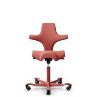 HÅG Capisco 8106 - Oceanic (Camira) - Recycled Polyester - OCI012 - Orange-red - Blush Rose - 150mm (seat height 40–55cm) - Hard castors for soft floors