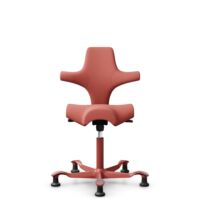 HÅG Capisco 8106 - Oceanic (Camira) - Poliéster reciclado - OCI012 - Orange-red - Blush Rose - 150mm (seat height 40–55cm) - Glides