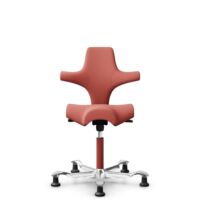 HÅG Capisco 8106 - Oceanic (Camira) - Poliéster reciclado - OCI012 - Orange-red - Blush Rose - 150mm (seat height 40–55cm) - Glides