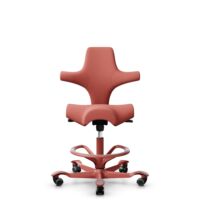 HÅG Capisco 8106 - Oceanic (Camira) - Polyester recyclé - OCI012 - Orange-red - Blush Rose - 200 mm (hauteur d’assise 46–64 cm) - Roues dures pour sols souples
