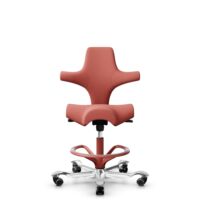 HÅG Capisco 8106 - Oceanic (Camira) - Recyceltes Polyesters - OCI012 - Orange-red - Blush Rose - 200 mm (Sitzhöhe 46-64cm) - Harte Rollen für weiche Böden