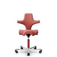 HÅG Capisco 8106 - Oceanic (Camira) - Recycled Polyester - OCI012 - Orange-red - Blush Rose - 265 mm (seat height 53-79cm) - Hard castors for soft floors