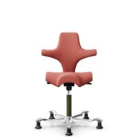 HÅG Capisco 8106 - Oceanic (Camira) - Recycled Polyester - OCI012 - Orange-red - Moss Grey - 150mm (seat height 40–55cm) - Glides