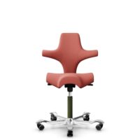 HÅG Capisco 8106 - Oceanic (Camira) - Recycled Polyester - OCI012 - Orange-red - Moss Grey - 200 mm (seat height 46-64cm) - Hard castors for soft floors