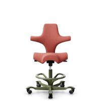 HÅG Capisco 8106 - Oceanic (Camira) - Recyceltes Polyester - OCI012 - Orange-red - Moss Grey - 200 mm (Sitzhöhe 46-64cm) - Weiche Rollen für harte Böden