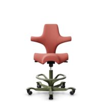 HÅG Capisco 8106 - Oceanic (Camira) - Recyceltes Polyesters - OCI012 - Orange-red - Moss Grey - 265 mm (Sitzhöhe 53-79cm) - Weiche Rollen für harte Böden